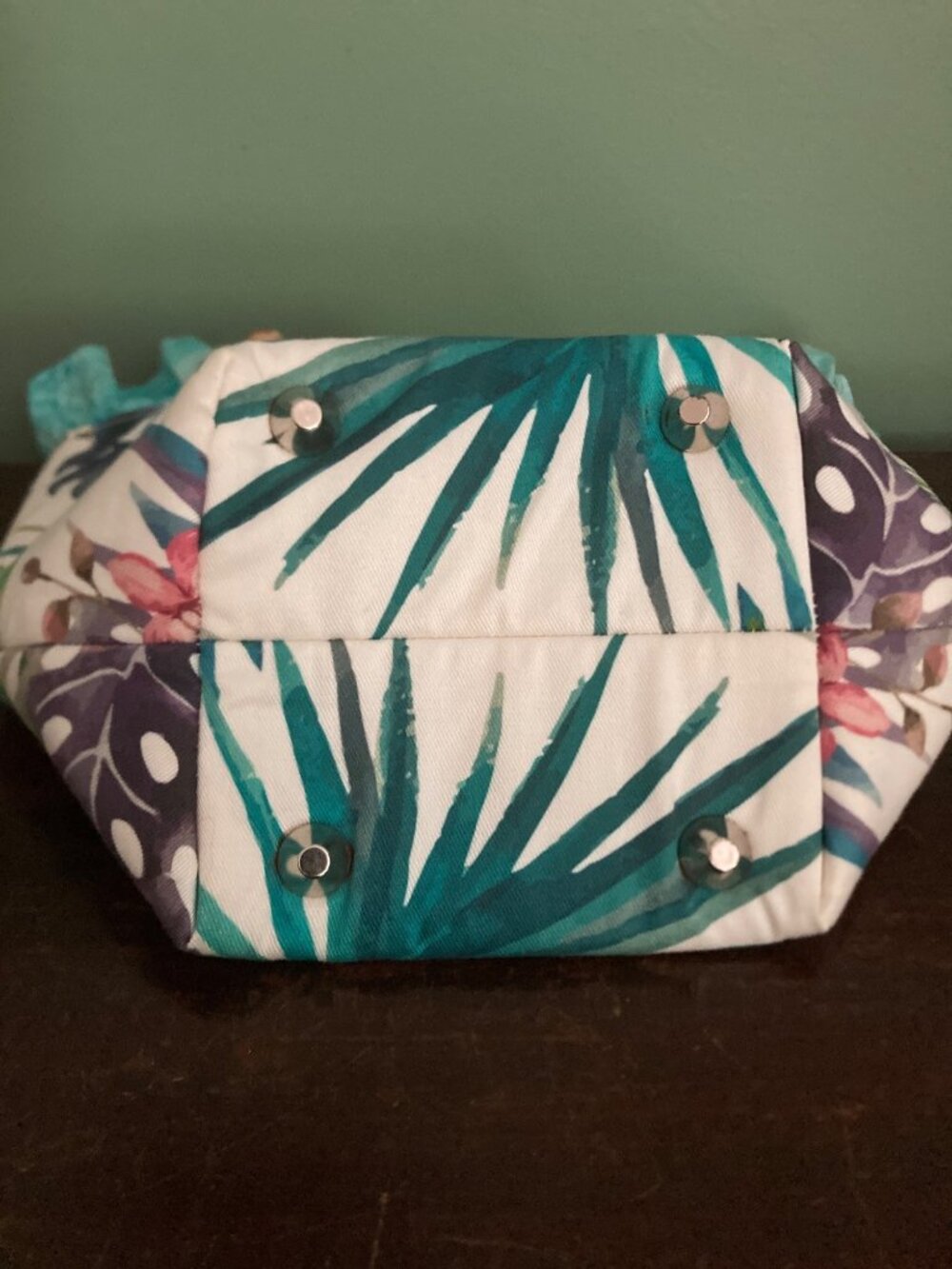 Floral Bamboo Handle Tote Bag With Tropical Print By Sandcastle Designs - Picture 2 of 4